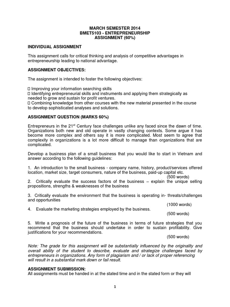 entrepreneurship business plan assignment pdf coffee shop business plan pdf
